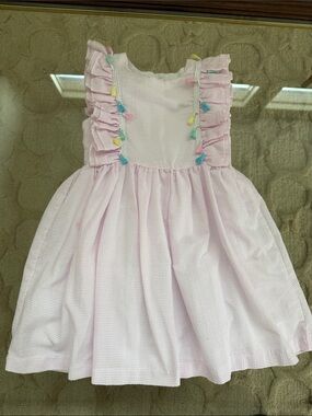 Pippa & Julie Light Pink Ruffled Dress with Multicolor Tassels